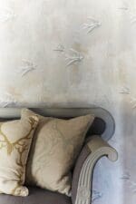 Barneby Gates - Cushions - Deer Damask - Duck Egg and Gold